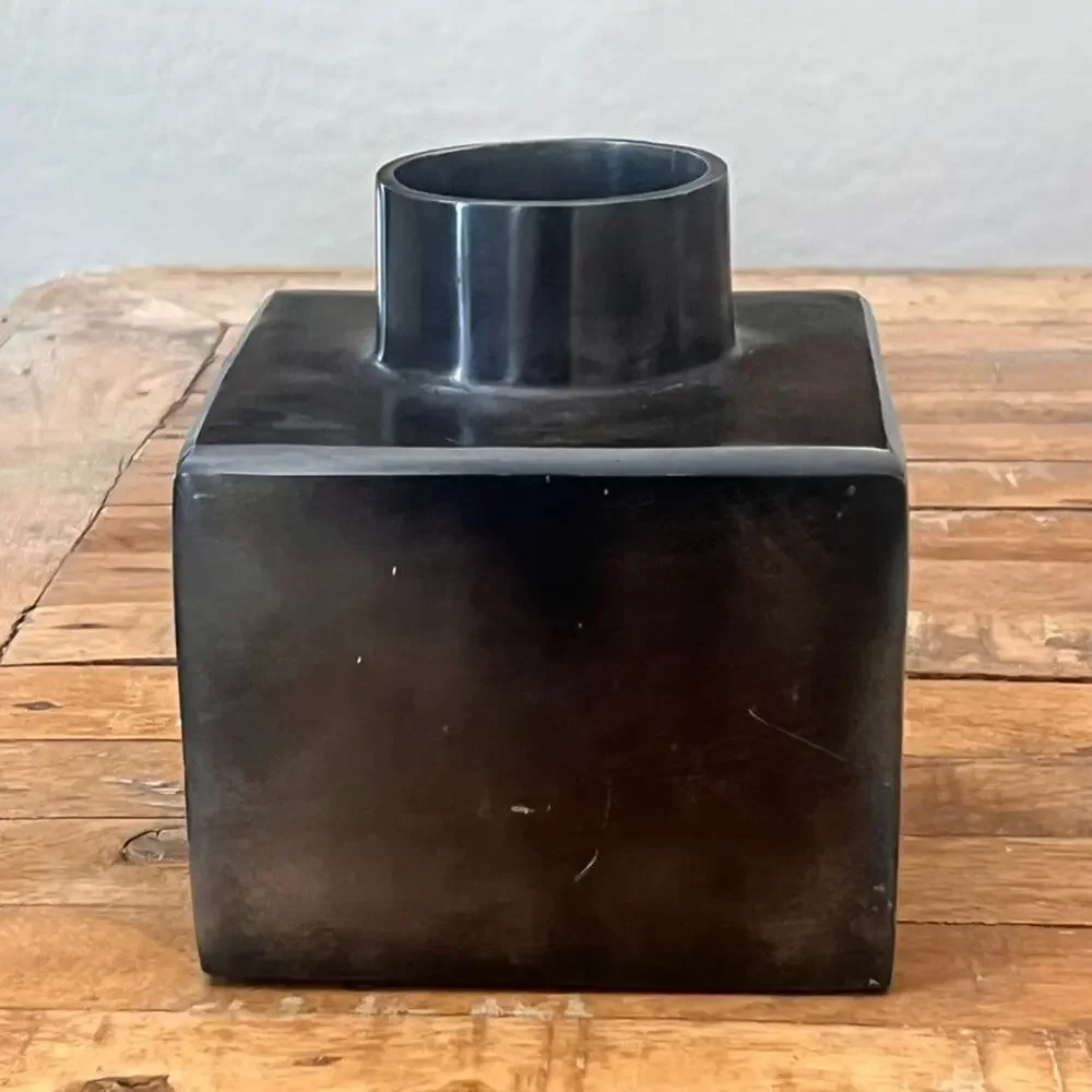 Pottery Barn Inkwell Sculpture Medium Bronze Cube 6 in Metal